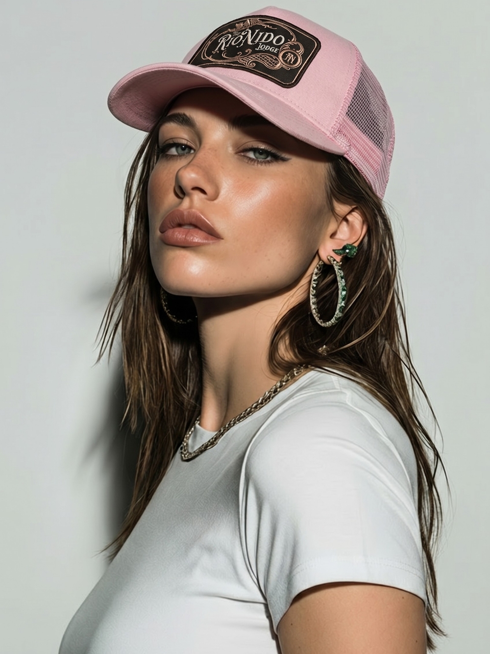 Bart Bridge Rio Nido Lodge Vintage Trucker Hat Pink Secret Stash Pocket Snapback